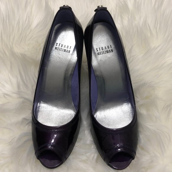 Stuart Weitzman Shoes - Stuart Weitzman Avignon Grape Soft Patent Peep Toe Heels - Size 7B